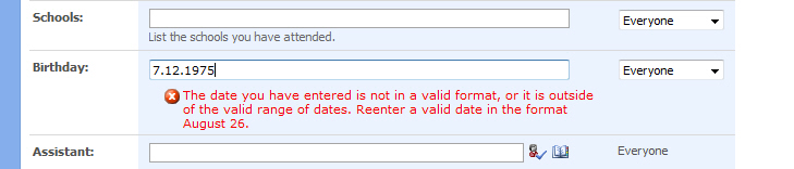 There shouldn't be a round trip when entering data with wrong format